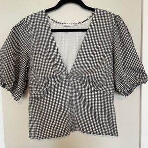 A&F Poplin Button Puff Sleeve Top